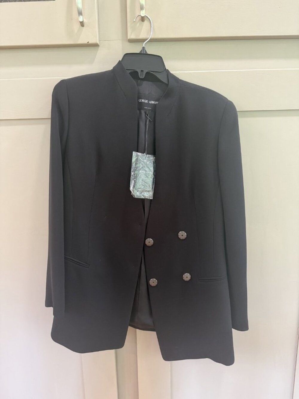 Giorgio Armani Black Forest Double‑Breasted Blazer – Size 40